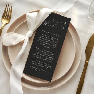 Custom Wedding Welcome Thank You Black Place Card