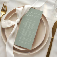 Custom Wedding Welcome Thank You Sage Place Card