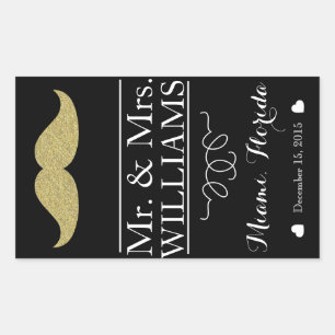 custom Wedding wine bottle label table moustache