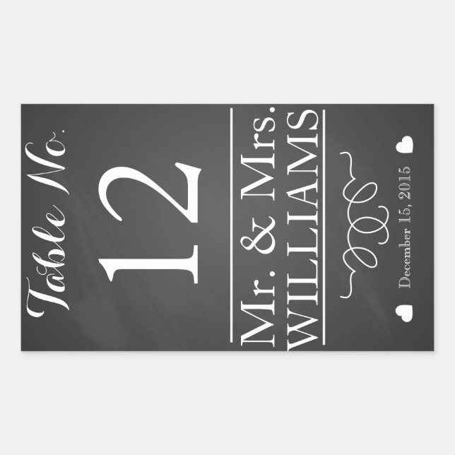 custom Wedding wine bottle label table number (Front)