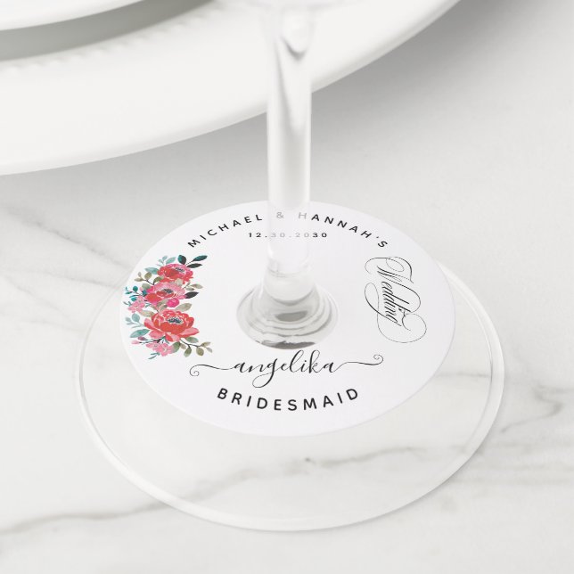 Custom Wedding Wine Glass Tags (Close Up)
