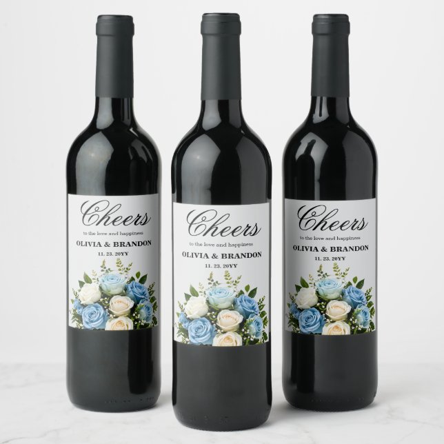 Custom Wedding Wine Label - Cheers to Love (Bottles)