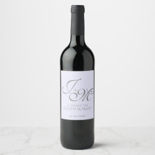 Custom Wedding Wine Label Lavender & Grey Elegant