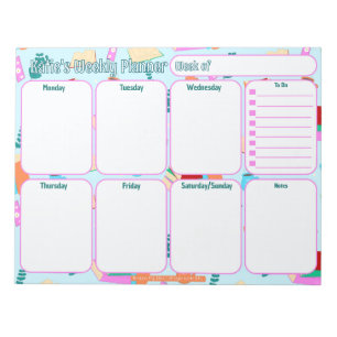 Custom Weekly Planner Cosy Book Lovers Pattern Notepad
