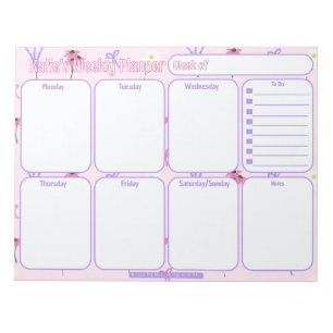 Custom Weekly Planner Wildflowers & Bows Pattern Notepad