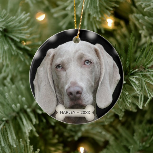 Custom Weimaraner Dog Photo Ceramic Tree Decoration (Tree)