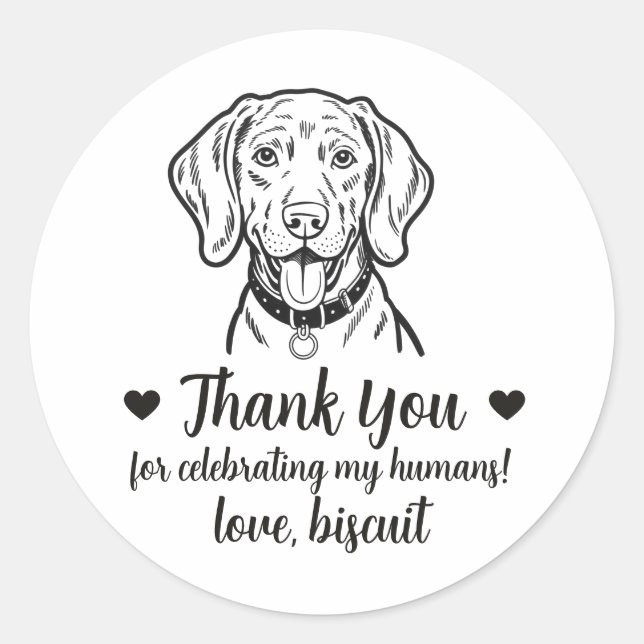 Custom Weimaraner Dog Wedding Favour Stickers (Front)