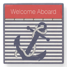 Custom Welcome Aboard Anchors Stripes Pattern