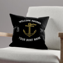Custom Welcome Aboard Boat Name Black & Gold