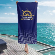 Custom Welcome Aboard Nautical Ship Wheel Blue