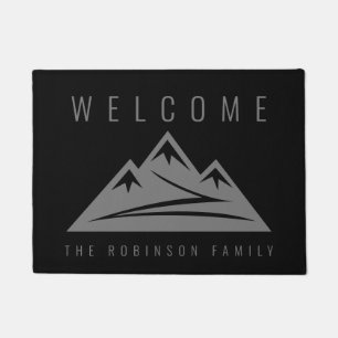 Custom welcome door mat with mountain logo