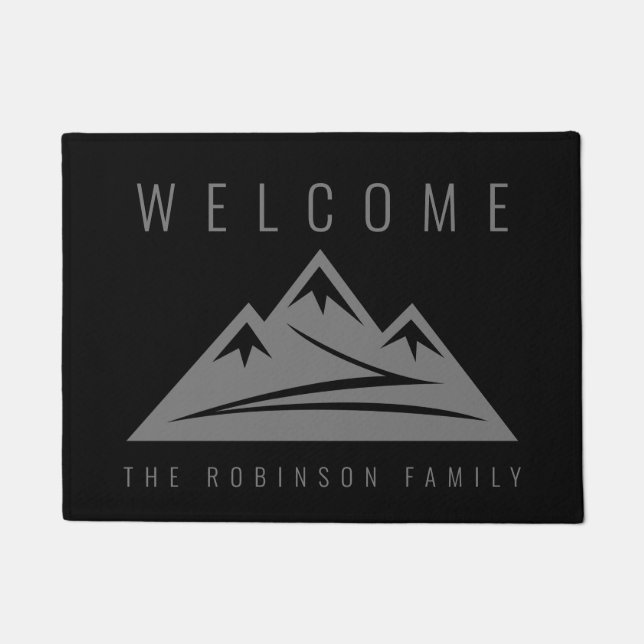 Custom welcome door mat with mountain logo (Front)