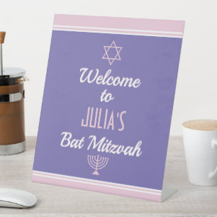 Custom Welcome for Bat Mitzvah Pedestal Sign
