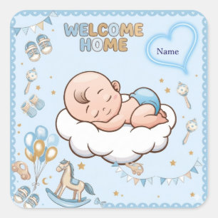 Custom Welcome Home Baby Boy Favour Stickers