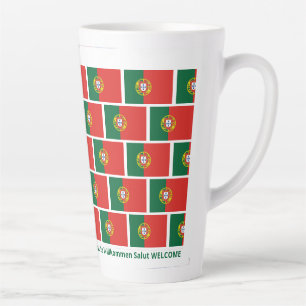Custom WELCOME Hospitality Portuguese Flag Latte Mug