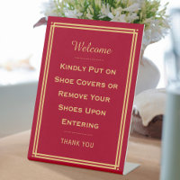 Custom Welcome Please Remove Your Shoes Red