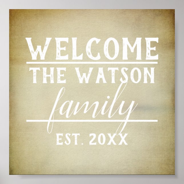 custom welcome poster to personalise (Front)