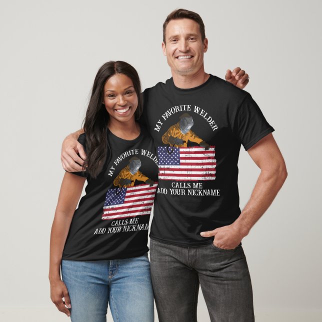 Custom welder custom name gift US flag retro T-Shirt (Unisex)