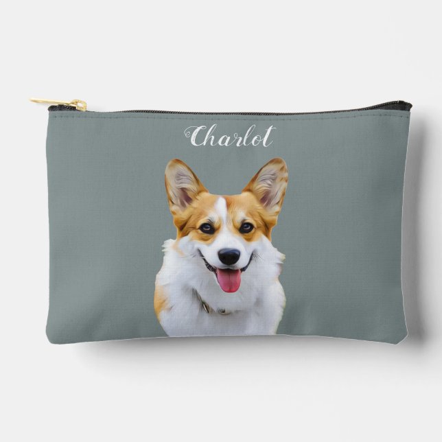 Custom Welsh Corgi Dog Personalised Drawing Accessory Pouch (Front)