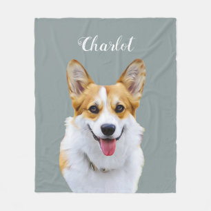 Custom Welsh Corgi Dog Personalised Drawing Fleece Blanket