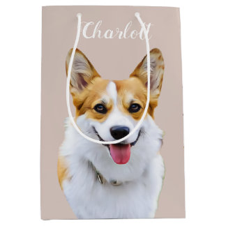 Custom Welsh Corgi Dog Personalised Drawing Medium Gift Bag