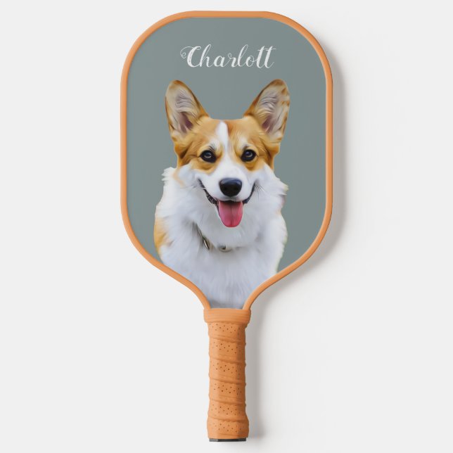Custom Welsh Corgi Dog Personalised Drawing Pickleball Paddle (Front)