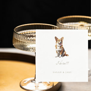 Custom Welsh Corgi Pet Wedding Napkin