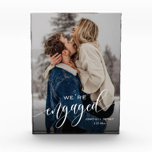 Custom We're Engaged! Keepsake Photo Block