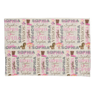 Custom Western Cowgirl Horse Lover Collage Name Pillowcase