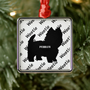 Custom Westie Dog Silhouette Metal Tree Decoration