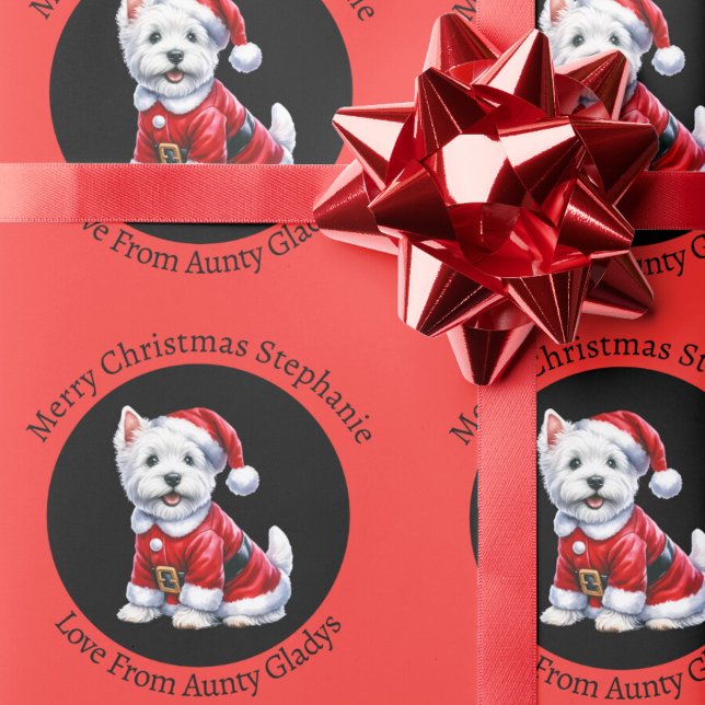 Custom Westie Red Christmas Wrapping Paper (Creator Uploaded)