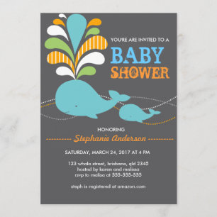 Custom whale baby shower invitation