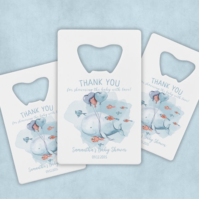 Custom Whale Boy Baby Shower Guest Thank You (Custom Whale Boy Baby Shower Guest Thank You Credit Card Bottle Opener
)