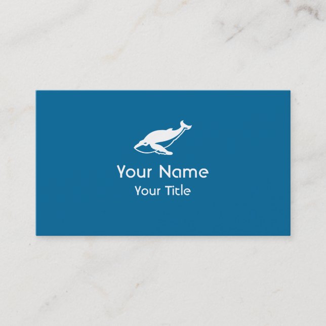 Custom Whale symbol blue business cards (Front)