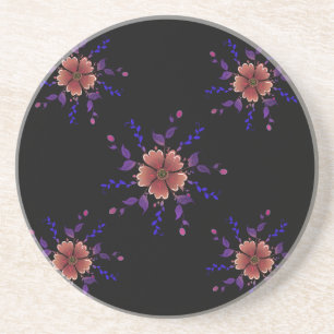 Custom Whimsical Copper and Purple Folk Art Floral Coaster