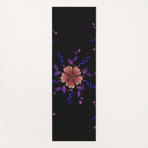 Custom Whimsical Copper and Purple Folk Art Floral Yoga Mat