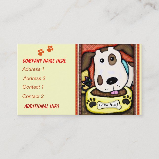Custom Whimsical Dog / Pet Store Business Cards (Front)