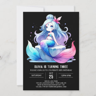 Custom Whimsical Mermaid Birthday Invitation