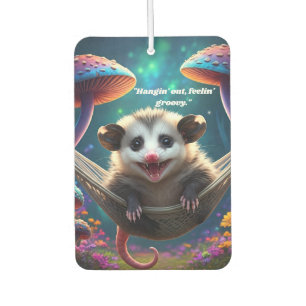 Custom Whimsical Opossum Psychedelic Hippie Car Air Freshener