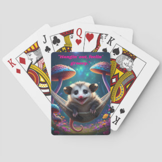 Custom Whimsical Opossum Psychedelic Hippie  Playing Cards