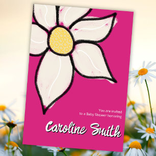 Custom Whimsical Spring Daisy Baby Shower Invitation