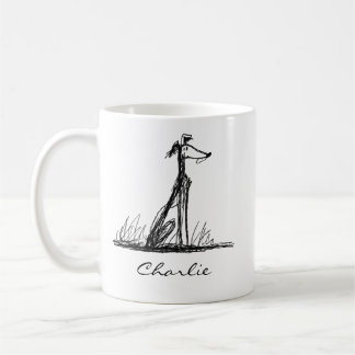 Custom Whippet Dog Minimalist Line Art Sketch Coffee Mug