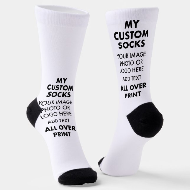 Custom WHITE All Over Print Men's Premium Socks (Angled)