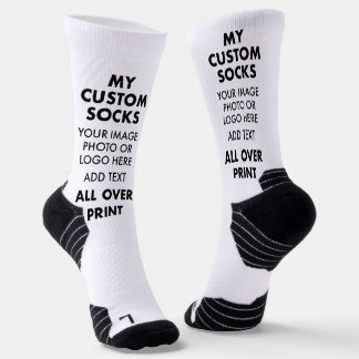 Custom WHITE All Over Print Women's Sports Socks