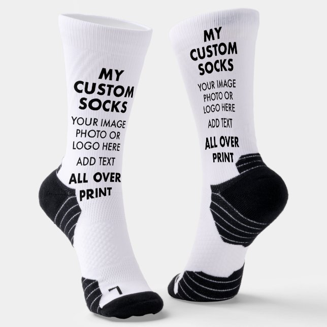 Custom WHITE All Over Print Women's Sports Socks (Angled)