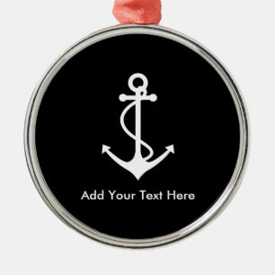 Custom White Anchor Add Your Own Text Metal Tree Decoration