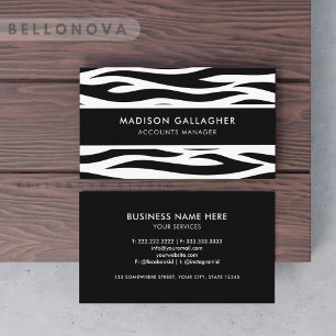Custom White And Black Zebra Pattern Professional Business Card