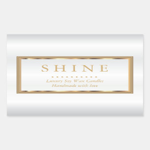 Custom White and Gold Rectangular Sticker