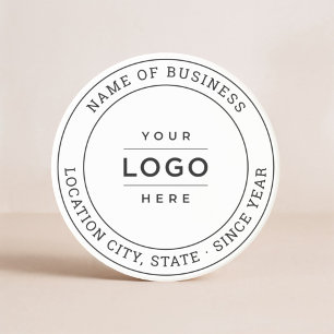 Custom White Black Business Logo Company Name Coaster