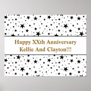 Custom White/Black Stars  Message Anniversary Poster